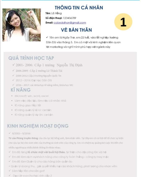 Hướng dẫn chi tiết cách viết cv cho sinh viên chưa có kinh nghiệm