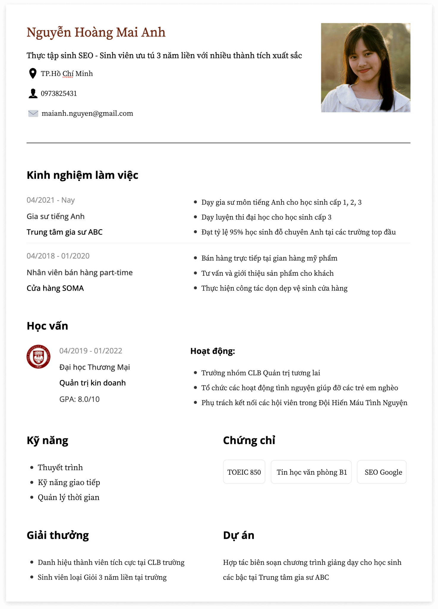 Hướng dẫn viết & tạo cv sinh viên mới ra trường, tạo cv online miễn phí